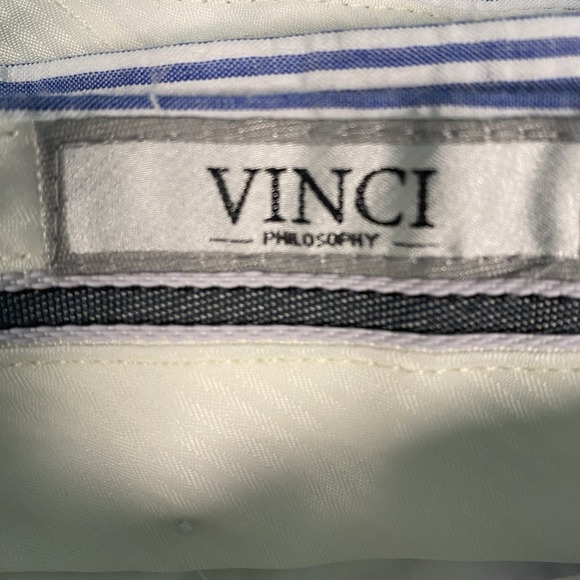 Vinci Blue Pinstripe Seersucker Suit Pants Style MSS-1 Size EU 56L/50W US 46-48W - Picture 11 of 12